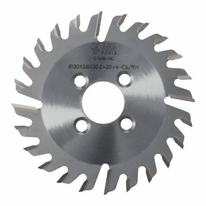 ITA PKA - Kapovací pilový kotouč pro olepovačky hran (D=130; F=30; PH=4/8/45; Z=20+4; K=3.6; P='0,00; R)