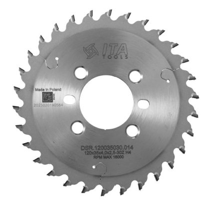 ITA DSR/DSN - DIA Pilový kotouč pro drážkování (D=120; F=35; PH=4/M5/50+2/5,9/46-50; Z=30; K=4,0; P=2,5; FP)