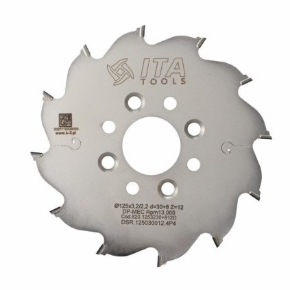 ITA DSR/DSN - DIA Pilový kotouč pro drážkování (D=125; F=30; PH=4/M6/48 LH + 4/M6/48 RH; Z=12; K=3,2; P=2,2; PR)