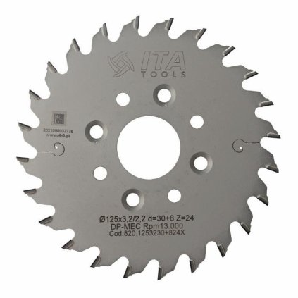 ITA DSR/DSN - DIA Pilový kotouč pro drážkování (D=125; F=30; PH=4/M6/52 LH + 4/M6/52 RH; Z=24; K=3,2; P=2,2; FP)