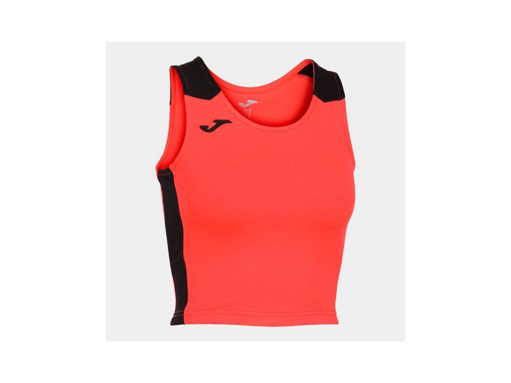 Dámský/Dívčí sportovní top JOMA RECORD II TOP FLUOR CORAL BLACK (Velikost 128-140, Barva CORAL FLÚOR-NEGRO)