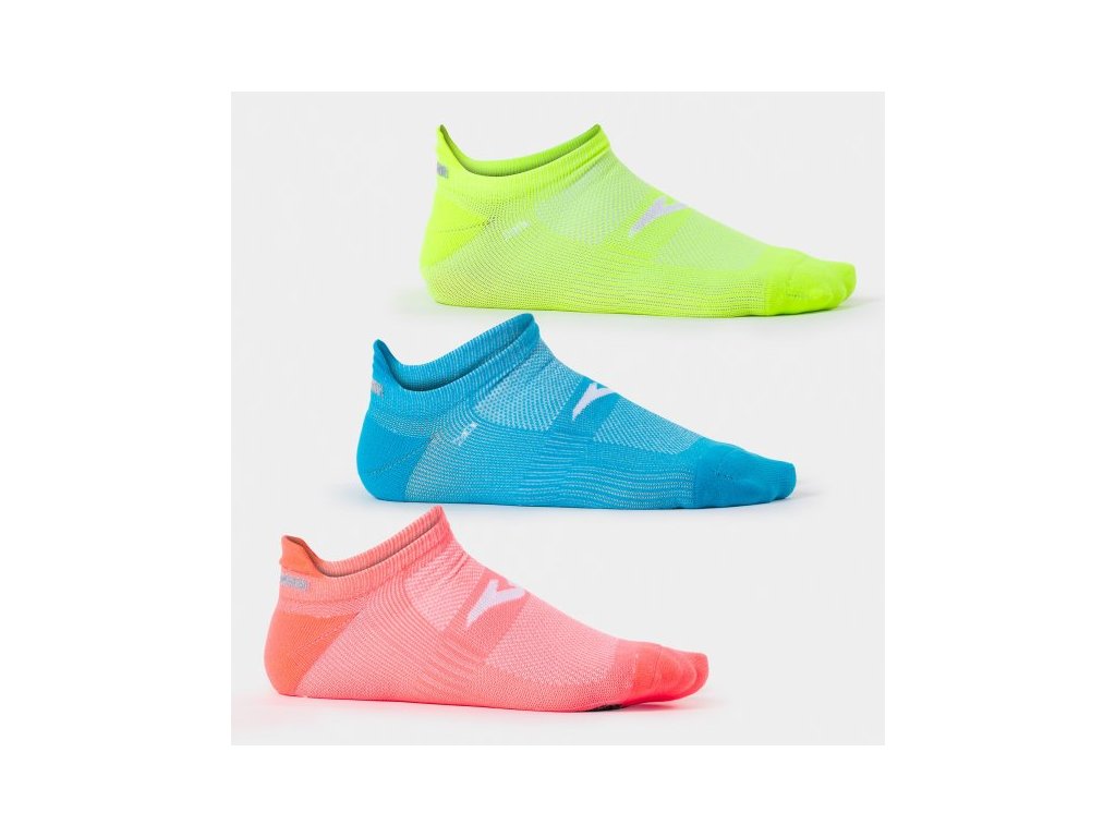 Běžecké ponožky JOMA RUNNING NIGHT SOCKS FLUOR CORAL FLUOR YELLOW TURQUOISE (Velikost 43-46, Barva CORAL FLUOR)