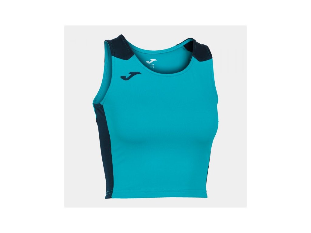 Dámský/Dívčí sportovní top JOMA RECORD II TOP FLUOR TURQUOISE-NAVY (Velikost 128-140, Barva FLUOR TURQUOISE)