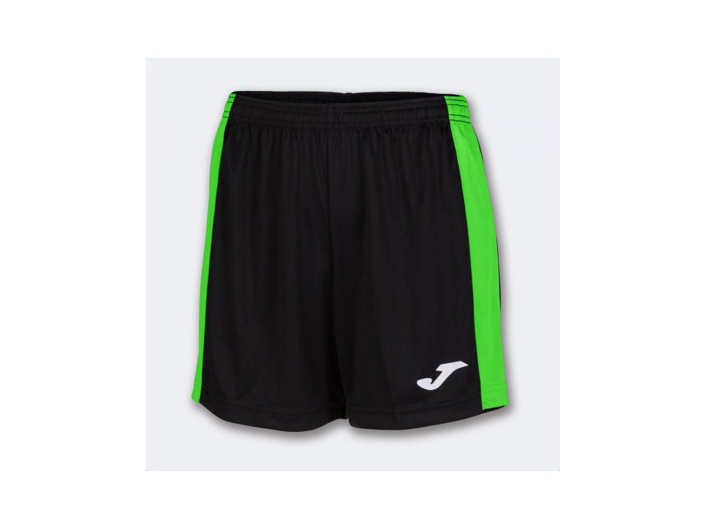 Dámské/Dívčí sportovní šortky JOMA MAXI SHORT BLACK FLUOR GREEN (Velikost 128-140, Barva NEGRO-VERDE FLUOR)