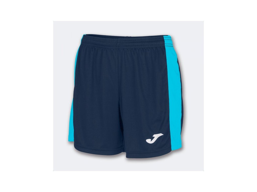 Dámské/Dívčí sportovní šortky JOMA MAXI SHORT DARK NAVY-FLUOR TURQUOISE (Velikost 152, Barva NAVY-TURQUOISE)