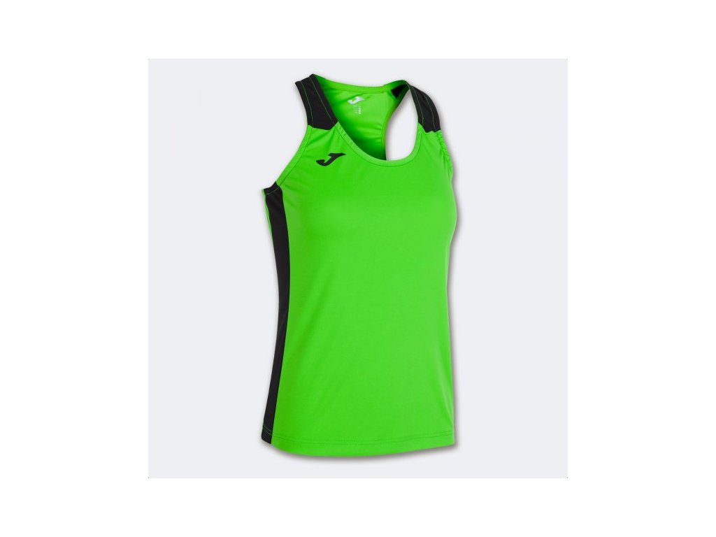 Dámské/Dívčí sportovní tílko JOMA RECORD II TANK TOP FLUOR GREEN BLACK (Velikost 128-140, Barva VERDE FLÚOR-NEGRO)
