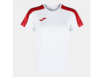 Dámské/Dívčí sportovní tričko JOMA ACADEMY SHORT SLEEVE T-SHIRT WHITE RED (Velikost L, Barva WHITE-RED)