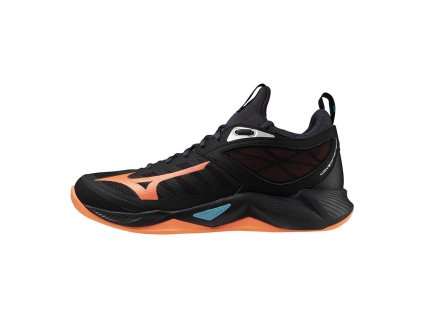 Unisex halová obuv Mizuno WAVE DIMENSION(U) / Black/Neon Flame/Peacock Blue