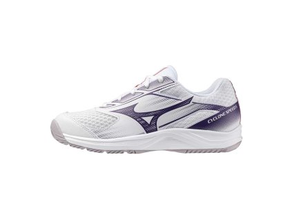 Dámská halová obuv Mizuno CYCLONE SPEED 5 / White/Violet Indigo/Camellia Rose (Velikost 40.5/7.0)