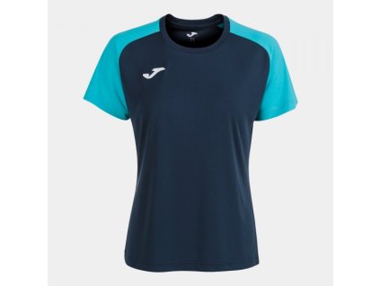 Dámské/Dívčí sportovní tričko JOMA ACADEMY IV SHORT SLEEVE T-SHIRT NAVY FLUOR TURQUOISE (Velikost M, Barva NAVY)