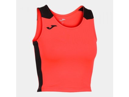 Dámský/Dívčí sportovní top JOMA RECORD II TOP FLUOR CORAL BLACK (Velikost 128-140, Barva CORAL FLÚOR-NEGRO)
