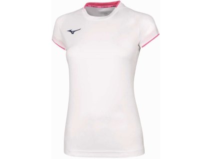 Dámské sportovní tričko Mizuno Core Short Sleeve Tee/White/Pink Fluo