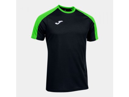 Pánské/Chlapecké fotbalové tričko JOMA ECO CHAMPIONSHIP SHORT SLEEVE T-SHIRT BLACK FLUOR GREEN (Velikost S, Barva NEGRO-VERDE FLUOR)