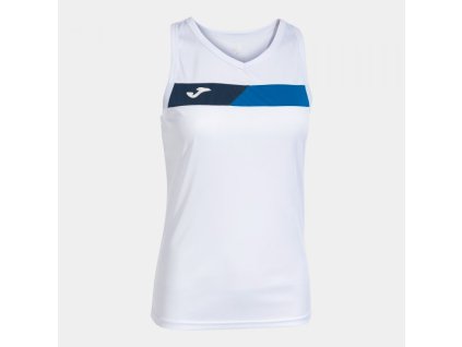 Dámské tenisové tílko JOMA COURT SLEEVELESS SHIRT WHITE ROYAL NAVY (Velikost L, Barva WHITE)