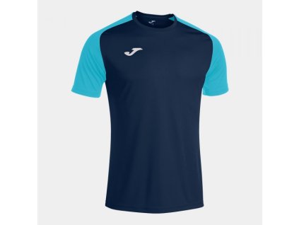 Pánské/Chlapecké sportovní tričko JOMA ACADEMY IV SHORT SLEEVE T-SHIRT NAVY FLUOR TURQUOISE (Velikost 128-140, Barva NAVY)