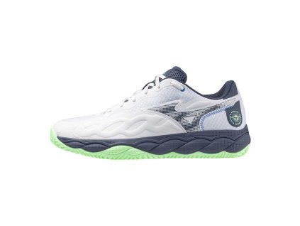 Unisex tenisová obuv Mizuno WAVE ENFORCE COURT CC(U) / White/Vintage Indigo/Neo Mint