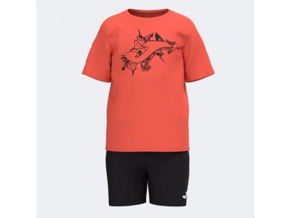 Dětská sportovní souprava JOMA KIDS CAMP SET FLUOR CORAL-BLACK (Velikost 2 (8XS), Barva CORAL)