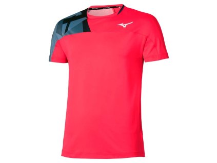 Pánské sportovní tričko Mizuno Daybreakers Shadow SS Tee(M) / Vibrant Red (Velikost L)
