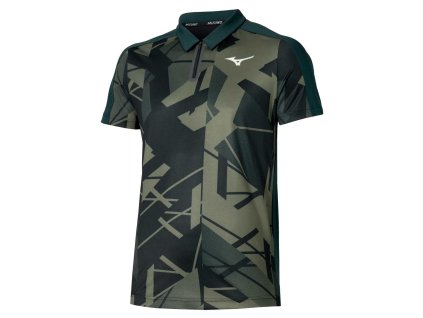 Pánské sportovní tričko Mizuno Daybreakers Shadow SS Polo(M) / Black / Grape Leaf (Velikost L)