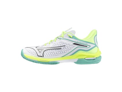Dámská tenisová obuv Mizuno WAVE EXCEED TOUR 6 CC / White/Black/MIZUNO Neo Lime (Velikost 36.5/4.0)