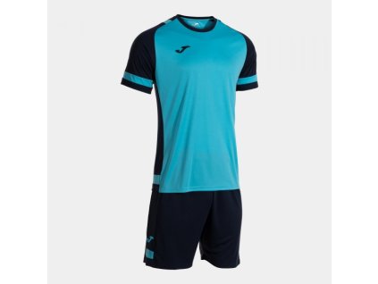 Pánská/Chlapecká sportovní souprava JOMA LIDER SET FLUOR TURQUOISE DARK NAVY (Velikost 2XL, Barva FLUOR TURQUOISE)
