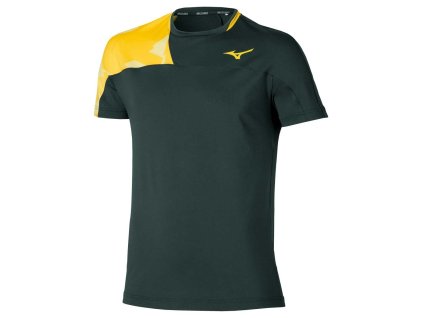 Pánské sportovní tričko Mizuno Daybreakers Shadow SS Tee(M) / Black / Vibrant Yellow (Velikost L)
