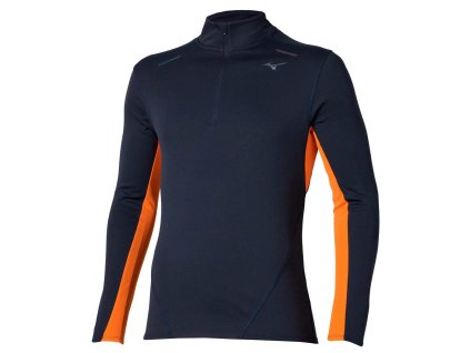 Pánské termo tričko Mizuno Tech Thermal Charge HZ LS T(M) / Baritone Blue (Velikost L)