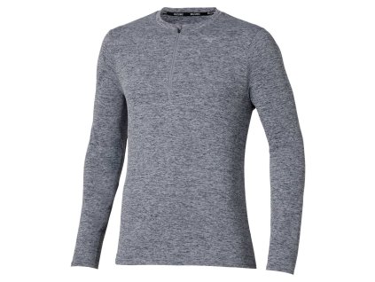 Pánské sportovní tričko Mizuno Core Impulse HZ LS Tee(M) / Quicksilver (Velikost L)