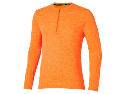 Pánské sportovní tričko Mizuno Core Impulse HZ LS Tee(M) / Tangelo (Velikost L)