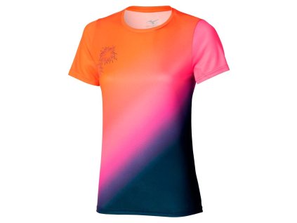 Dámské sportovní tričko Mizuno Summer pack QD Tee(W) / Yuuyake (Velikost L)
