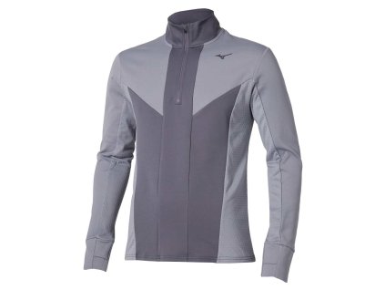Pánská sportovní mikina Mizuno Active Warm HZ LS(M) / Quicksilver (Velikost L)