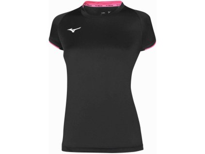 Dámské sportovní tričko Mizuno Core Short Sleeve Tee/Black/Pink Fluo