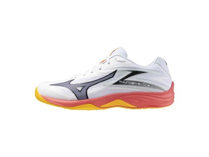 Unisex halová obuv Mizuno THUNDER BLADE Z(U) / White/Fiery Coral 2/Citrus (Velikost 42.0/8.0)