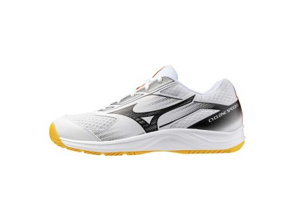 Unisex halová obuv Mizuno CYCLONE SPEED 5(U) / White/Fiery Coral 2/Citrus (Velikost 38.5/5.5)
