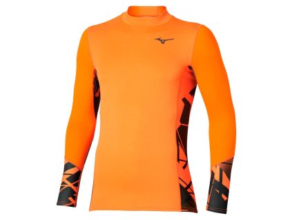 Pánské termo triko Mizuno Virtual Body G5 High Neck(M) / Tangelo / Black (Velikost L)