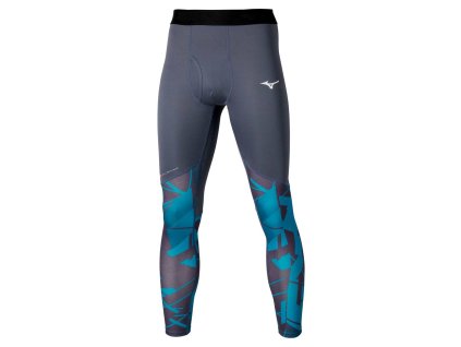 Pánské termo legíny Mizuno Virtual Body G5 Long Tights(M) / Odyssey Gray / Capri Breeze (Velikost L)