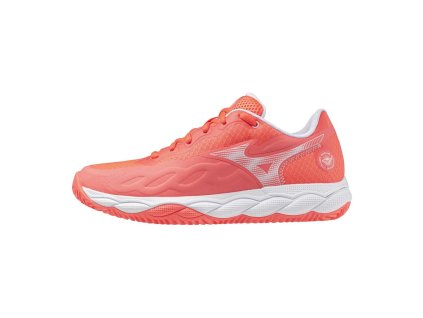 Dámská tenisová obuv Mizuno WAVE ENFORCE COURT CC(W) / Calypso Coral/White/BarelyPink (Velikost 36.5/4.0)