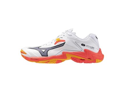 Unisex volejbalová obuv Mizuno WAVE LIGHTNING Z8(U) / White/Fiery Coral 2/Citrus (Velikost 37.0/4.5)