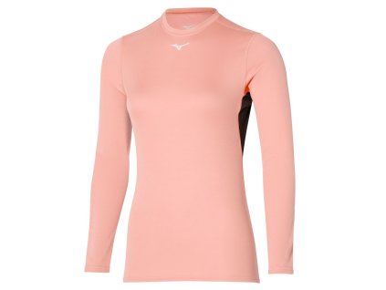 Dámské termo tričko Mizuno Mid Weight Crew / Apricot Blush (Velikost XL)