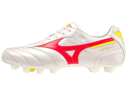 Pánské fotbalové lisovky Mizuno MORELIA II ELITE / white/FCoral2/Bolt2 (Velikost 47.0/12.0)