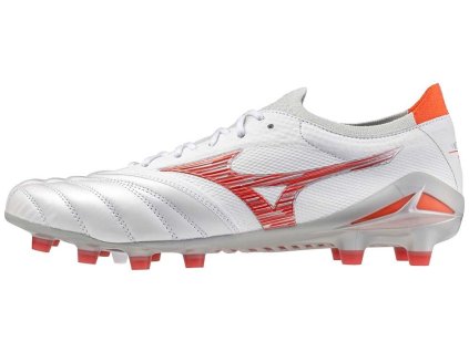 Pánské fotbalové lisovky Mizuno MORELIA NEO IV ? JAPAN MD / White/Radiant Red/ Hot Coral (Velikost 38.0/5.0)