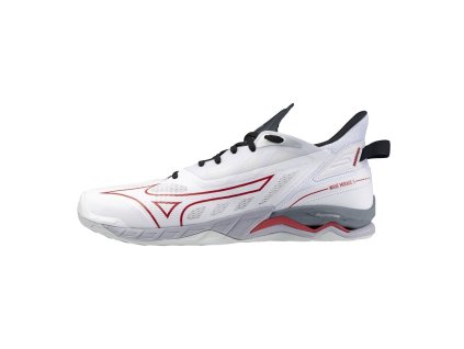 Pánská halová obuv Mizuno WAVE MIRAGE 5 / White/Salsa/Black (Velikost 50.0/14.0)