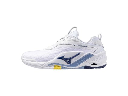 Pánská halová obuv Mizuno WAVE STEALTH NEO 2(U) / White/BellwetherBlue/BelAirBlu (Velikost 50.0/14.0)