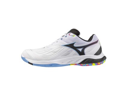 Unisex badmintonová obuv Mizuno WAVE FANG 2(U) / White/Pink Tetra/All Abroad (Velikost 40.5/7.0)