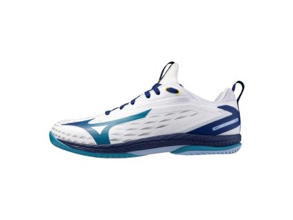 Sportovní obuv stolní tenis Mizuno WAVE DRIVE NEO 4(U) / White/Bellwether Blue/Fjord Bl (Velikost 39.0/6.0)