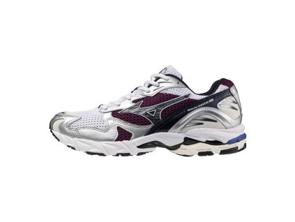 Unisex vycházková obuv MizunoWAVE RIDER 10 / White/Baritone Blue/Dark Purple (Velikost 42.0/8.0)
