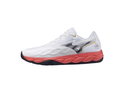 Unisex tenisová obuv mizuno WAVE ENFORCE COURT AC(U) / White/Baritone Blue/CalypsoCor (Velikost 41.0/7.5)