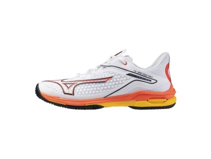 Unisex tenisová obuv Mizuno WAVE EXCEED TOUR 6 AC(U) / White/Fiery Coral 2/Citrus (Velikost 41.0/7.5)