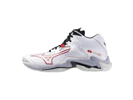 Pánská volejbalová obuv Mizuno WAVE LIGHTNING Z8 MID / White/Salsa/Black (Velikost 50.0/14.0)