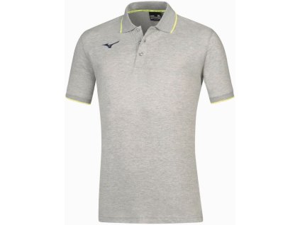Pánské tričko Mizuno Polo/Heather Grey/Yellow Fluo